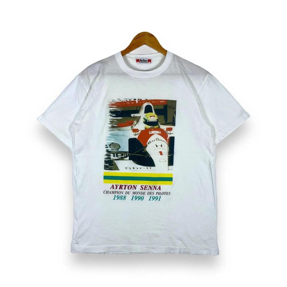 80S Ayrton Senna F1 Marlboro Team Tee - Medium